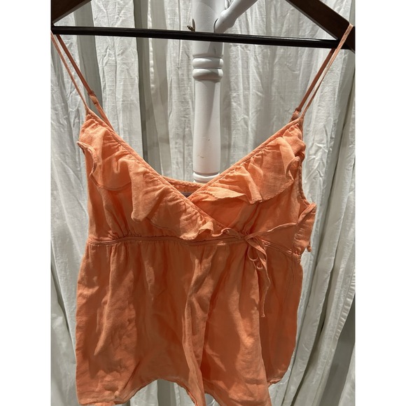 Vintage Old Navy Y2K Babydoll Cotton Tank Top Size M Tie Waist Ruffle Top Dainty - Picture 2 of 11
